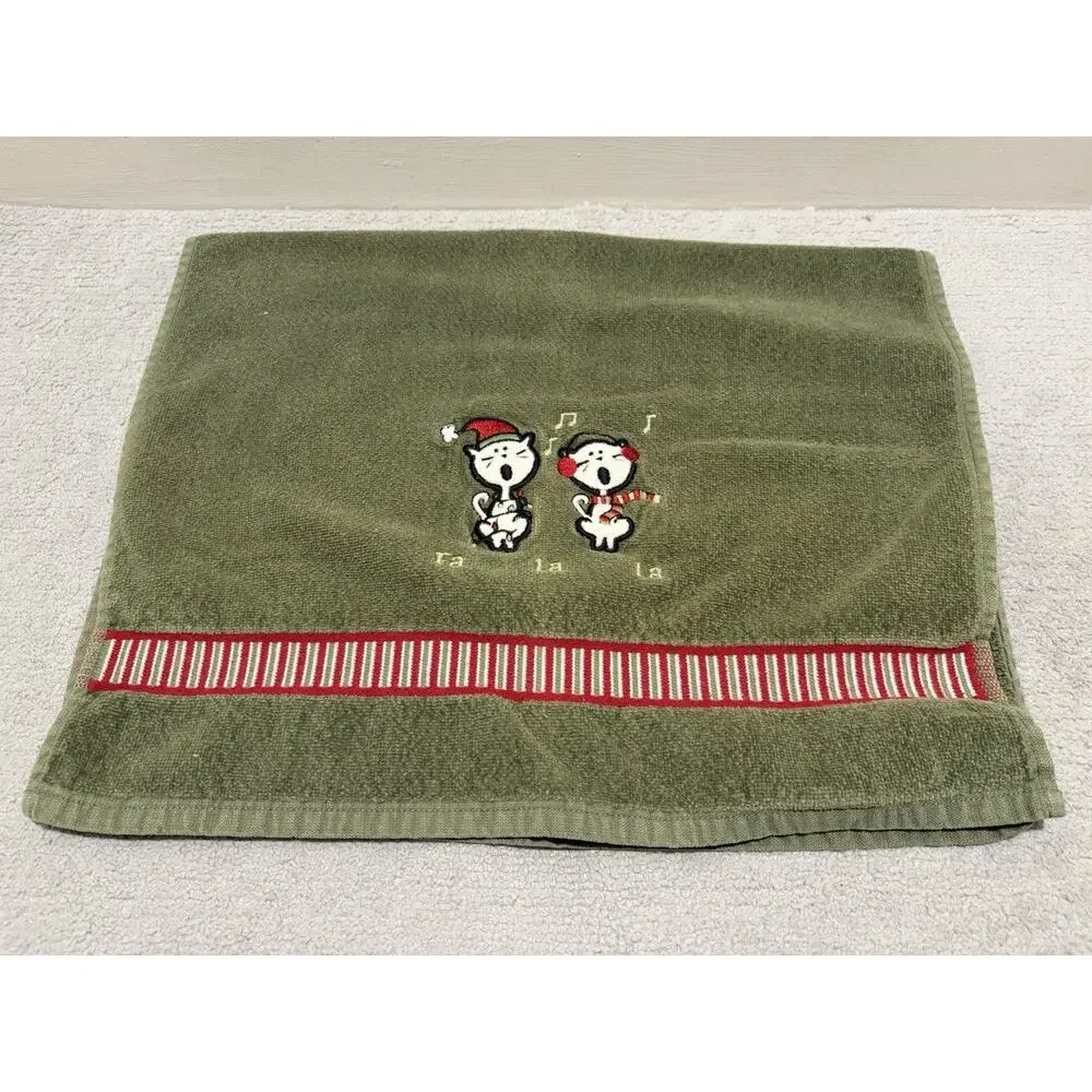 Ritz Towel Lot (3) Hand Bath Embroidered Christmas Poinsettia Holly Holiday